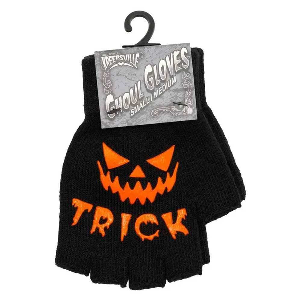 Kreepsville - Trick Or Treat Knit Fingerless gloves - Black